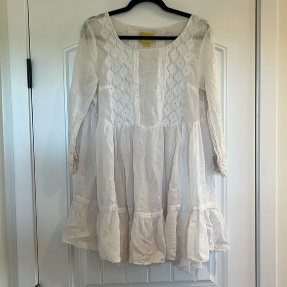 Anthropologie Tops - Anthropologie Maeve White Eyelet Flowy Boho Mini Dress